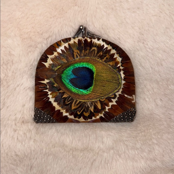 Handbags - Vintage Kisslock Peacock Feather Change Purse